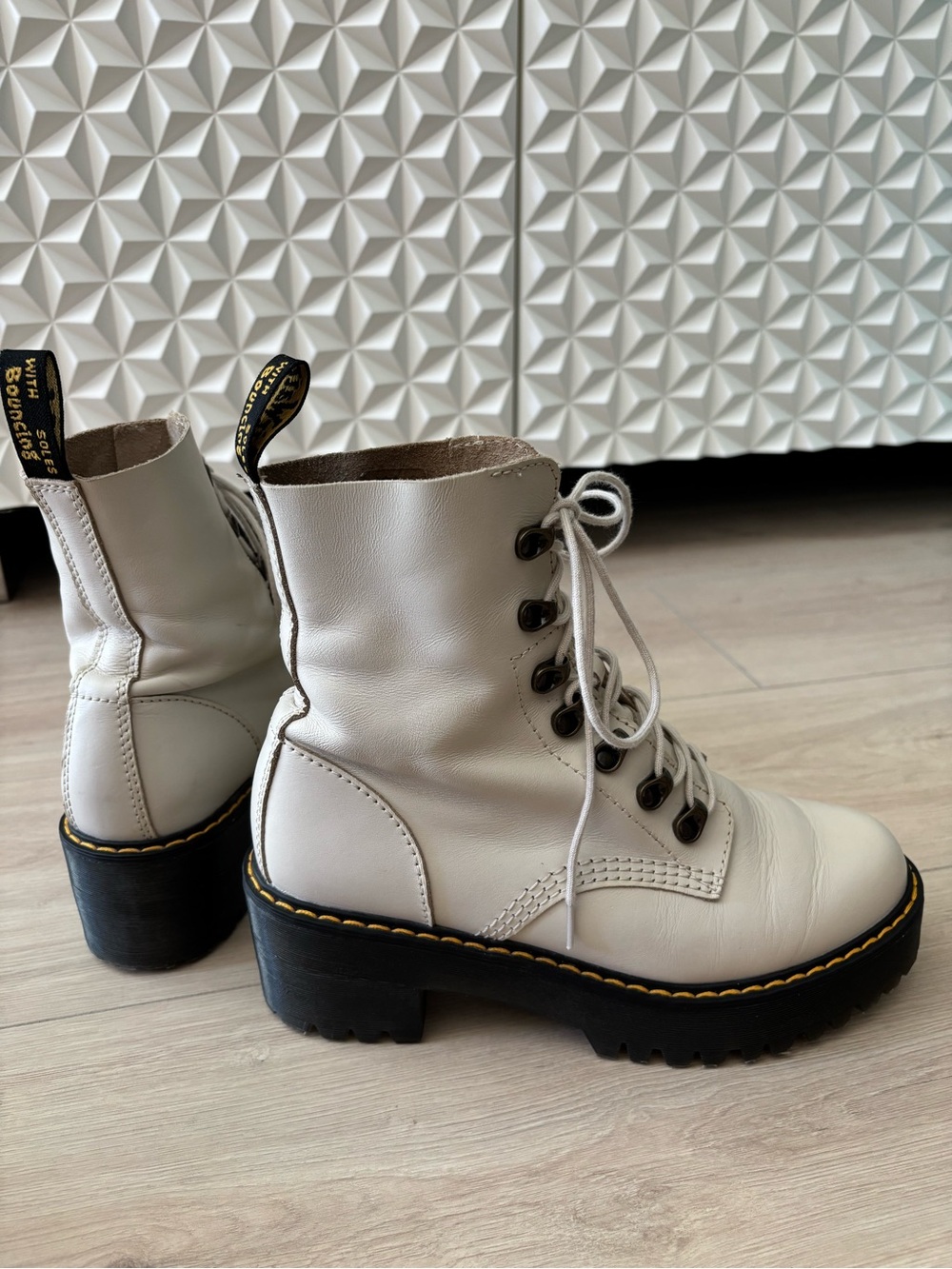 Dr. Martens Leona Combat Boots in Vintage Taupe